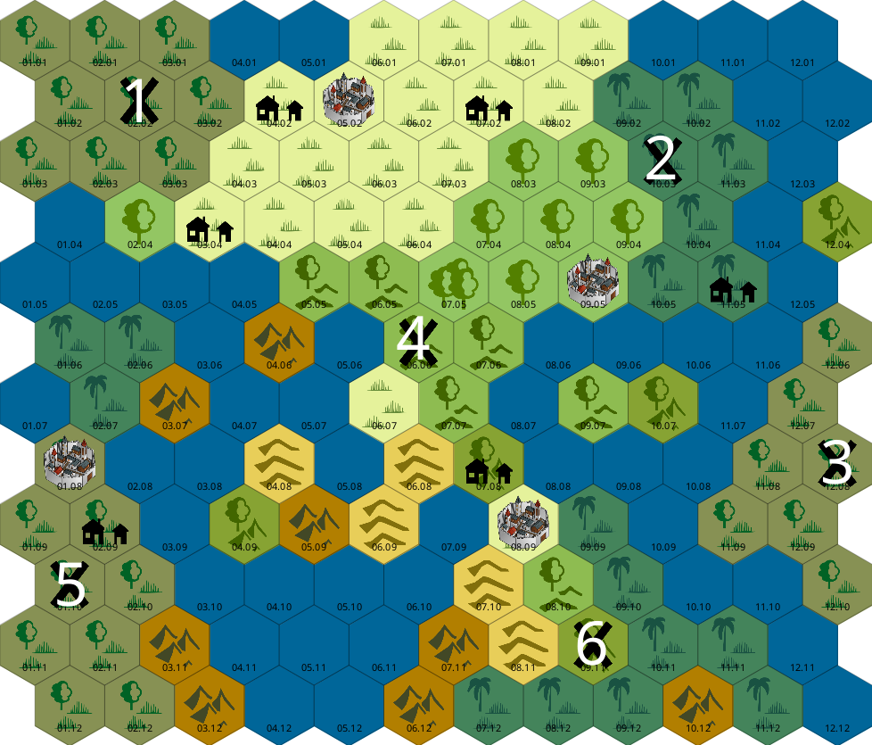 A 12x12 map for exploring using Mythic Bastionland